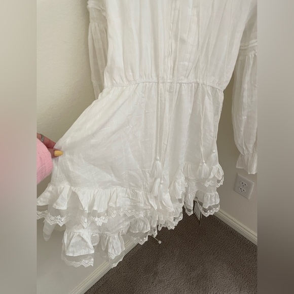 NWT Bohemian white Victorian Layered midi Dress Flared Lace Skirt size M - Picture 8 of 12